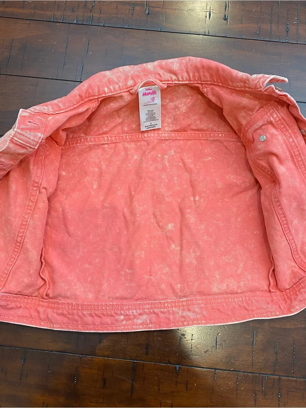 Disney Junior Sz 4T Minnie Mouse Pink Acid Wash Denim Jean Jacket